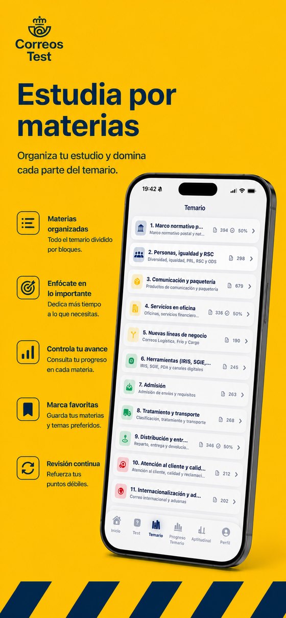 Estudia por materias del temario de Correos